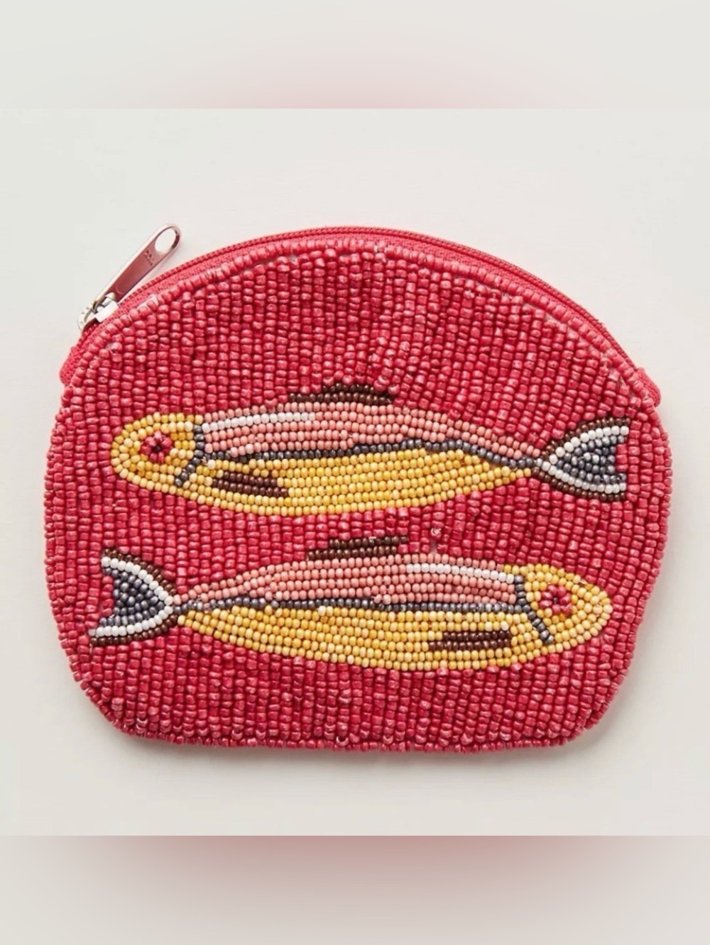 NWT Free People Gone Fishing Beaded Wallet in Coral